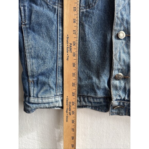 Vintage Wrangler Hero Men's Medium Denim Sherpa Jacket Corduroy Collar Western - Picture 8 of 9